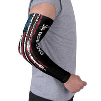 Distressed American Flag Arm Sleeves with Bowling Pins and Ball Vertical Stripe Design - Wonder Print Shop