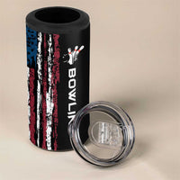 Distressed American Flag 4 in 1 Can Cooler Tumbler with Bowling Pins and Ball Vertical Stripe Design - Wonder Print Shop