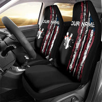 Distressed American Flag Car Seat Cover with Bowling Pins and Ball Vertical Stripe Design - Wonder Print Shop