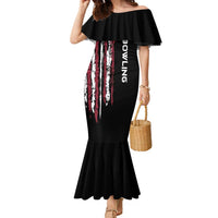 Distressed American Flag Family Matching Mermaid Dress and Hawaiian Shirt with Bowling Pins and Ball Vertical Stripe Design - Wonder Print Shop