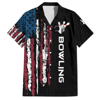 Distressed American Flag Family Matching Summer Maxi Dress and Hawaiian Shirt with Bowling Pins and Ball Vertical Stripe Design - Wonder Print Shop