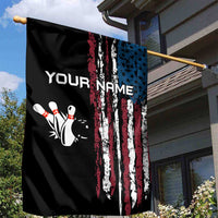 Distressed American Flag Garden Flag with Bowling Pins and Ball Vertical Stripe Design - Wonder Print Shop