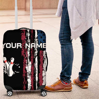 Distressed American Flag Luggage Cover with Bowling Pins and Ball Vertical Stripe Design - Wonder Print Shop