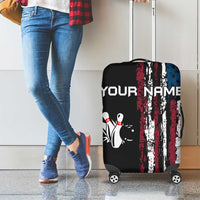 Distressed American Flag Luggage Cover with Bowling Pins and Ball Vertical Stripe Design - Wonder Print Shop