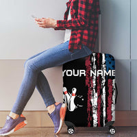 Distressed American Flag Luggage Cover with Bowling Pins and Ball Vertical Stripe Design - Wonder Print Shop