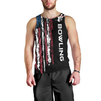 Distressed American Flag Men Tank Top with Bowling Pins and Ball Vertical Stripe Design - Wonder Print Shop