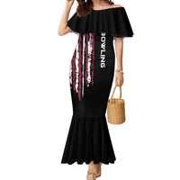 Distressed American Flag Mermaid Dress with Bowling Pins and Ball Vertical Stripe Design - Wonder Print Shop