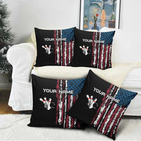 Distressed American Flag Pillow Cover with Bowling Pins and Ball Vertical Stripe Design - Wonder Print Shop