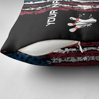 Distressed American Flag Pillow Cover with Bowling Pins and Ball Vertical Stripe Design - Wonder Print Shop