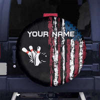 Distressed American Flag Spare Tire Cover with Bowling Pins and Ball Vertical Stripe Design - Wonder Print Shop
