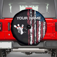 Distressed American Flag Spare Tire Cover with Bowling Pins and Ball Vertical Stripe Design - Wonder Print Shop