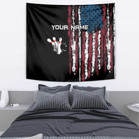 Distressed American Flag Tapestry with Bowling Pins and Ball Vertical Stripe Design - Wonder Print Shop
