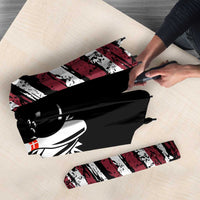 Distressed American Flag Umbrella with Bowling Pins and Ball Vertical Stripe Design - Wonder Print Shop