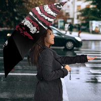 Distressed American Flag Umbrella with Bowling Pins and Ball Vertical Stripe Design - Wonder Print Shop