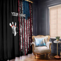 Distressed American Flag Window Curtain with Bowling Pins and Ball Vertical Stripe Design - Wonder Print Shop