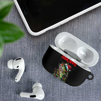 Custom Christmas Bass Fishing AirPods Case Santa Hat and Holiday Lights on Black Background - Wonder Print Shop