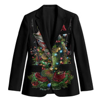 Custom Christmas Bass Fishing Blazer Santa Hat and Holiday Lights on Black Background - Wonder Print Shop