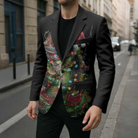 Custom Christmas Bass Fishing Blazer Santa Hat and Holiday Lights on Black Background - Wonder Print Shop