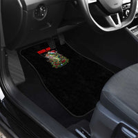 Custom Christmas Bass Fishing Car Mats Santa Hat and Holiday Lights on Black Background - Wonder Print Shop