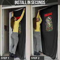 Custom Christmas Bass Fishing Door Cover Santa Hat and Holiday Lights on Black Background - Wonder Print Shop