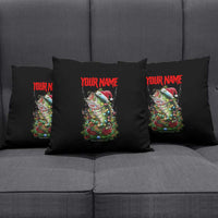 Custom Christmas Bass Fishing Pillow Cover Santa Hat and Holiday Lights on Black Background - Wonder Print Shop