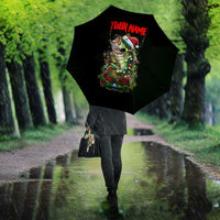 Custom Christmas Bass Fishing Umbrella Santa Hat and Holiday Lights on Black Background - Wonder Print Shop