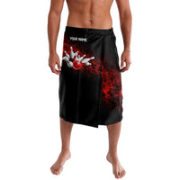 Red Bowling Ball and Pins Design Lavalava with Fiery Smoke Background and Custom Team Name Text - Wonder Print Shop