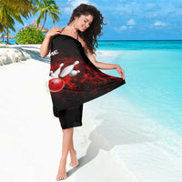 Red Bowling Ball and Pins Design Sarong with Fiery Smoke Background and Custom Team Name Text - Wonder Print Shop