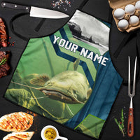 Catfish and Underwater Scene Design Apron with Forest Background and Fishing Theme Elements - Wonder Print Shop