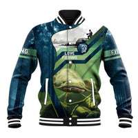 Catfish and Underwater Scene Design Baseball Jacket with Forest Background and Fishing Theme Elements - Wonder Print Shop