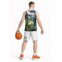 Catfish and Underwater Scene Design Basketball Jersey with Forest Background and Fishing Theme Elements - Wonder Print Shop