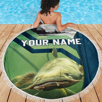 Catfish and Underwater Scene Design Beach Blanket with Forest Background and Fishing Theme Elements - Wonder Print Shop