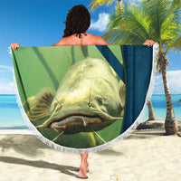 Catfish and Underwater Scene Design Beach Blanket with Forest Background and Fishing Theme Elements - Wonder Print Shop