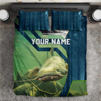 Catfish and Underwater Scene Design Bedding Set with Forest Background and Fishing Theme Elements - Wonder Print Shop