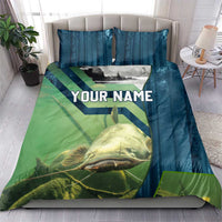 Catfish and Underwater Scene Design Bedding Set with Forest Background and Fishing Theme Elements - Wonder Print Shop