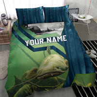 Catfish and Underwater Scene Design Bedding Set with Forest Background and Fishing Theme Elements - Wonder Print Shop