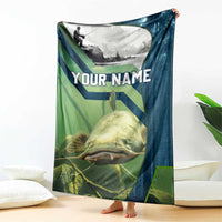 Catfish and Underwater Scene Design Blanket with Forest Background and Fishing Theme Elements - Wonder Print Shop