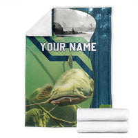 Catfish and Underwater Scene Design Blanket with Forest Background and Fishing Theme Elements - Wonder Print Shop