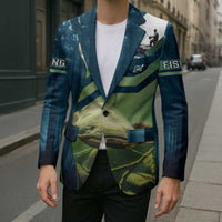 Catfish and Underwater Scene Design Blazer with Forest Background and Fishing Theme Elements - Wonder Print Shop