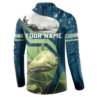 Catfish and Underwater Scene Design Button Sweatshirt with Forest Background and Fishing Theme Elements - Wonder Print Shop