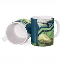 Catfish and Underwater Scene Design Ceramic Mug with Forest Background and Fishing Theme Elements - Wonder Print Shop