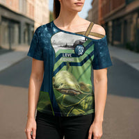 Catfish and Underwater Scene Design Cross Shoulder Shirt with Forest Background and Fishing Theme Elements - Wonder Print Shop