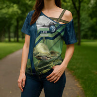 Catfish and Underwater Scene Design Cross Shoulder Shirt with Forest Background and Fishing Theme Elements - Wonder Print Shop