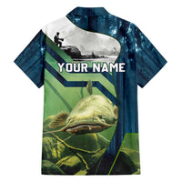 Catfish and Underwater Scene Design Family Matching Off Shoulder Maxi Dress and Hawaiian Shirt with Forest Background and Fishing Theme Elements - Wonder Print Shop