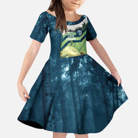 Catfish and Underwater Scene Design Family Matching Puletasi and Hawaiian Shirt with Forest Background and Fishing Theme Elements - Wonder Print Shop