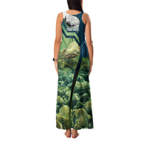 Catfish and Underwater Scene Design Family Matching Tank Maxi Dress and Hawaiian Shirt with Forest Background and Fishing Theme Elements - Wonder Print Shop