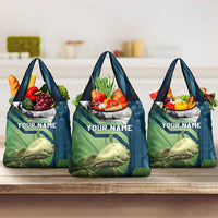 Catfish and Underwater Scene Design Grocery Bag with Forest Background and Fishing Theme Elements - Wonder Print Shop