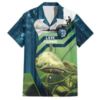 Catfish and Underwater Scene Design Hawaiian Shirt with Forest Background and Fishing Theme Elements - Wonder Print Shop