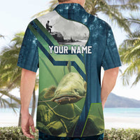Catfish and Underwater Scene Design Hawaiian Shirt with Forest Background and Fishing Theme Elements - Wonder Print Shop