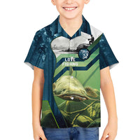 Catfish and Underwater Scene Design Hawaiian Shirt with Forest Background and Fishing Theme Elements - Wonder Print Shop